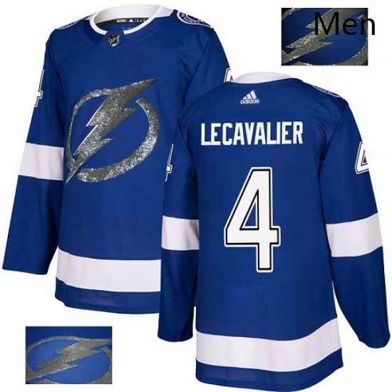 Mens Adidas Tampa Bay Lightning 4 Vincent Lecavalier Authentic Royal Blue Fashion Gold NHL Jersey